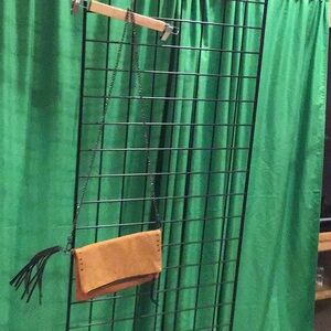 Trendy leather Orange Clutch with Tassel